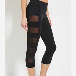 Forever 21 women’s long leggings black with mesh panels on sides